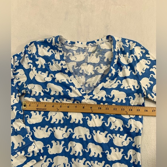 Lilly Pulitzer S Elephant Blue White 3/4‎ Sleeve Neck 100% Pima Cotton Dress - Picture 11 of 14